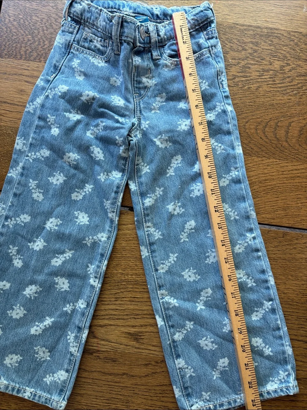 Old Navy Girls 5T Wide Leg Floral Print Jeans Adjustable Waist